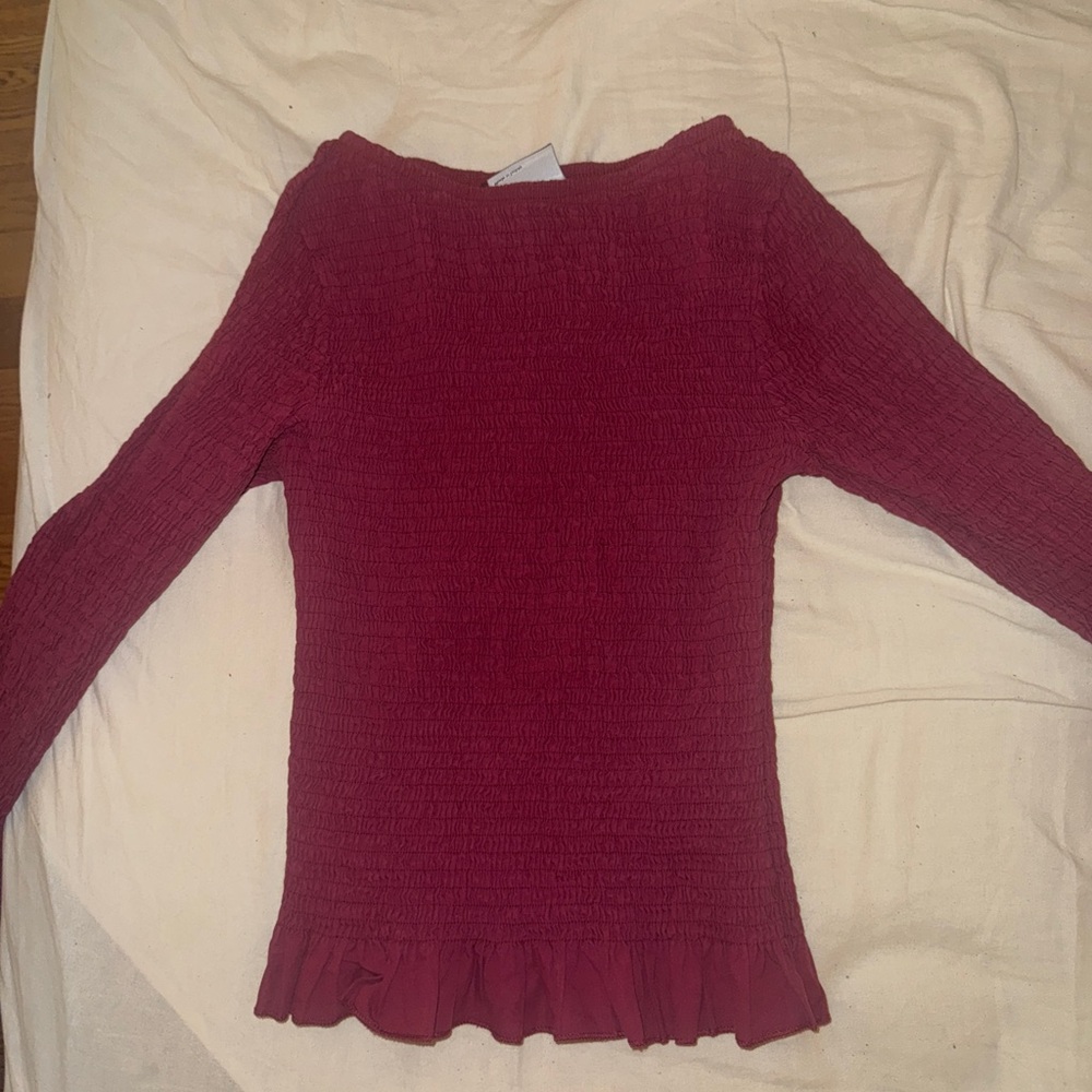 ASOS Burgundy Long Sleeve Top, peplum style